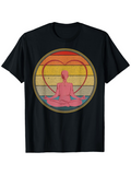 Men's T-Shirt Retro Sunset Yoga Meditation With Heart Shaped Line And Calm Figure