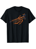 Men's T-Shirt Retro Orange Blue Hand Illustrating Playing Guitar Strings