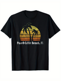 Men's T-Shirt PassAGrille Beach FL Retro Sunset With Palm Trees On Black Shirt