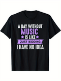 Men's T-Shirt A Day Without Music Like Purple Banner Stars On Black Tshirt