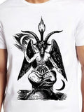 Men's T-Shirt Mythical Dark Figure With Wings Flames And Crescent Symbols Goat