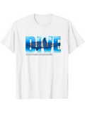 Men's T-Shirt Dive Ocean Blue Water Ripples Glowing Light Over Underwater Scene Dive