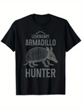 Men's T-Shirt Legendary Armadillo Hunter Graphic With Vintage Engraved Armadillo Illustration