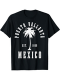 Men's T-Shirt Puerto Vallarta Est 1969 Mexico With Bold Palm Tree Graphic