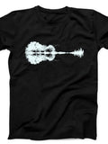 Men's T-Shirt Electric Sound Waves Forming A Vibrant Artistic Guitar