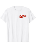 Men's T-Shirt Red Diagonal Stripe With Diver Silhouette Underwater Person