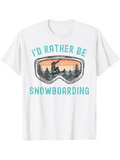 Men's T-Shirt Id Rather Be Snowboarding Woodland Sunset Mountains In Ski Goggles