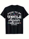 Men's T-Shirt Soon To Be Uncle Again 2026 Loading With Colorful Baby Themed Icons Black T Shirt