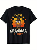 Men's T-Shirt Im The Grandma Surrounded By Autumn Leaves And Pilgrim Hat Turkey