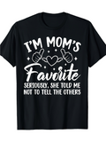 Men's T-Shirt Im Moms Favorite With Playful Lettering Hearts Hands And Sparkling Stars T Shirt