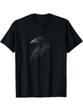 Men's T-Shirt Dark Mystical Shadows With Feathers Surrounding A Lone Raven