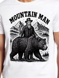 Men's T-Shirt Mountain Man With Rugged Wilderness And Looming Bear In Mountain Landscape