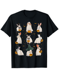 Men's T-Shirt Cute Rabbits Wearing Spooky Costumes Holding Halloween Pumpkins