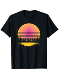 Men's T-Shirt Vibrant Neon Sunset Reflected Over Tranquil Water Horizon Sun