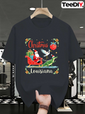 Men's T-Shirt Christmas Gifts And Santa Sleigh With Festive Alligator Louisiana