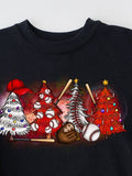 Men's T-Shirt Festive Holiday Trees With Baseball Bats And Gloves Under Shining Stars