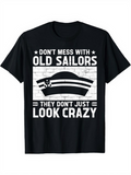 Men's T-Shirt Dont Mess With Old Sailors White Brick Wall Design With Sailor Hat