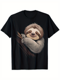 Men's T-Shirt Cozy Branch With Fluffy Fur Gentle Animal Resting Sloth