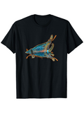 Men's T-Shirt Vivid Blue Botanical Stems Displayed On Elegant Insect Wings Grasshopper