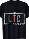 Men's T-Shirt Colorful Letters With Leopard Print Framed By Heart Pattern Nurse