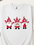 Men's T-Shirt Festive Red Hats With Heart Motifs Surrounding Three Cute Gnome Characters