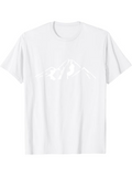 Men's T-Shirt Minimal Line Art Mountain And Climber On Crisp White Shirt