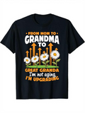 Men's T-Shirt From Mom To Grandma To Great Granda Upgrading With Daisy Flowers And Rising Orange Arrows Shirt