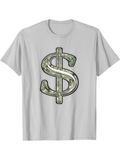 Men's T-Shirt Crisp Texture With Glossy Finish Symbolic Dollar Sign