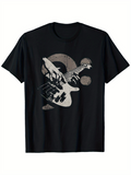 Men's T-Shirt Retro Artistic Grunge Style With Hands Playing Electric Bass Guitar
