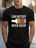 Men's T-Shirt Low Battery Graphic With Colorful Energy Bar Bottle