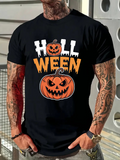 Men's T-Shirt Halloween Spooky Pumpkins With Dripping Bold Letter Halloween Pumpkin