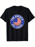 Men's T-Shirt Pro America Anti Liberal Bold Patriotic Flag Emblem Circle Print T Shirt