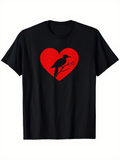 Men's T-Shirt Red Heart With Perched Crow On Bare Tree Branch
