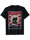 Men's T-Shirt Mystical Red Sky Over Snowy Mountains With Shiba Inu Dog