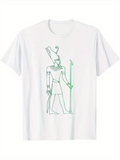 Men's T-Shirt Ancient Divine Pharaoh Holding Staff With Regal Crowns