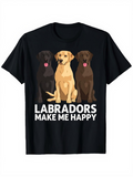 Men's T-Shirt Labradors Make Me Happy Three Sitting Dogs Happy Labrador