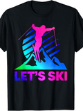 Men's T-Shirt Lets Ski Neon Sunset With Vibrant Mountain Landscape Ski Jumper