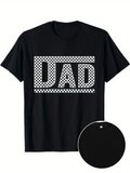 Men's T-Shirt Bold Checkered Print Letters With Framed Block Design Dad