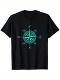 Men's T-Shirt Windrose Compass Directions Surrounded By Cyan Radiant Lines Compass