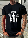 Men's T-Shirt Dad Standing Proudly With Kids Holding Hands Silhouette