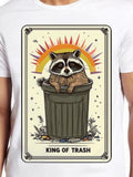 Men's T-Shirt King Of Trash Rising Sun With Playful Curious Raccoon In Garbage Can