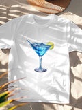 Men's T-Shirt Refreshing Icy Summer Lemon Cocktail Glass On Sand