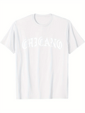 Men's T-Shirt Chicano Old English Style Lettering On Plain White Shirt
