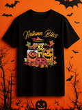 Men's T-Shirt Autumn Bliss Glowing Lanterns Surrounded By Autumn Leaves And Pumpkins Jack OLantern