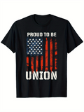 Men's T-Shirt Proud To Be Union Grunge Style American Flag With Worn Red Stripes