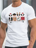 Men's T-Shirt Holiday Spirit With Cows Wearing Festive Christmas Costumes And Accessories