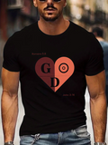 Men's T-Shirt Romans Love Heart With Lettering Red Graphic God