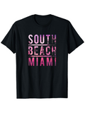 Men's T-Shirt Pink Sunset Lights With Urban Vibe And Graphic Text South Beach Miami