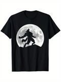 Men's T-Shirt Full Moon Silhouette With Howling Lone Wolf Standing Elevated