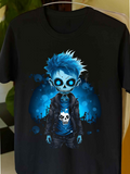 Men's T-Shirt Electric Blue Haired Skeleton Teenager In A Nighttime Urban Area
